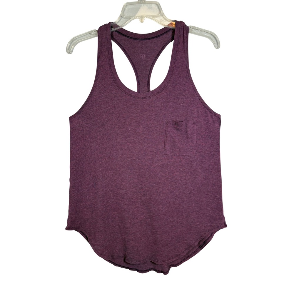 LULULEMON Yogi Racerback Tank, Heathered Regal Plan, Size Medium